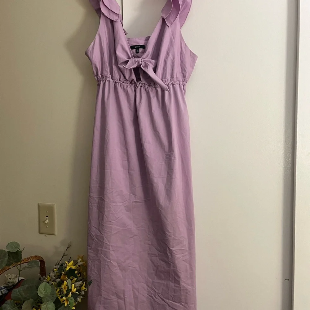 Anthropologie DREW Lilac Ruffle-Shoulder Midi Dress - Picture 2 of 8